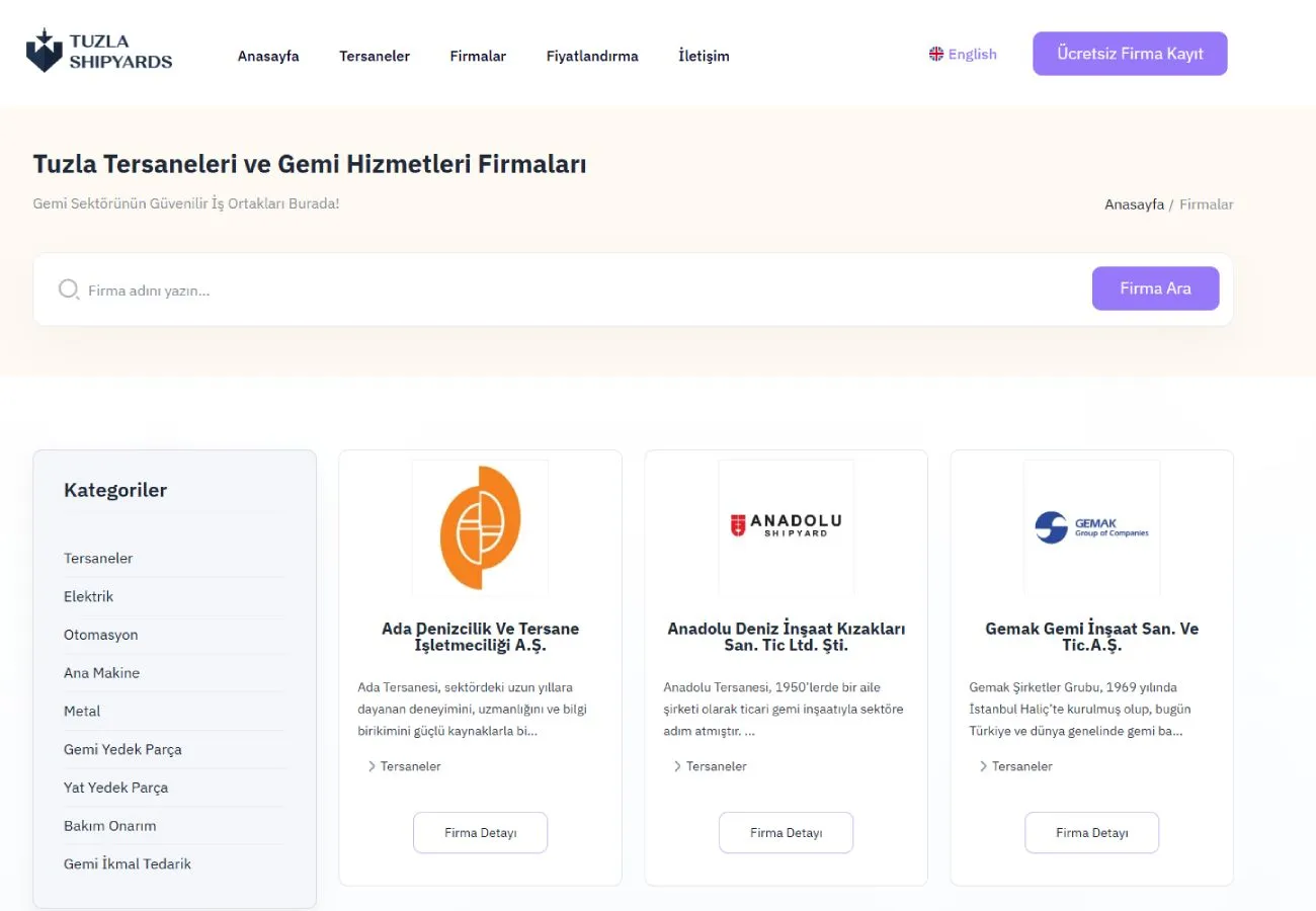 Tuzla Shipyards Web Site Projesi