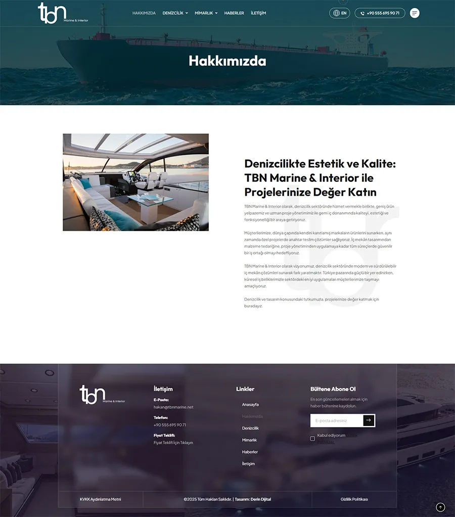 TBN Marine Interior Web Projesi
