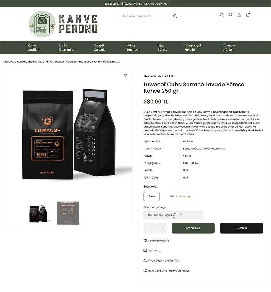 Kahve Peronu E-Ticaret Projesi