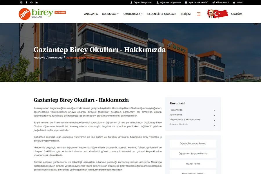 Birey Okulları Web Sitesi Projesi
