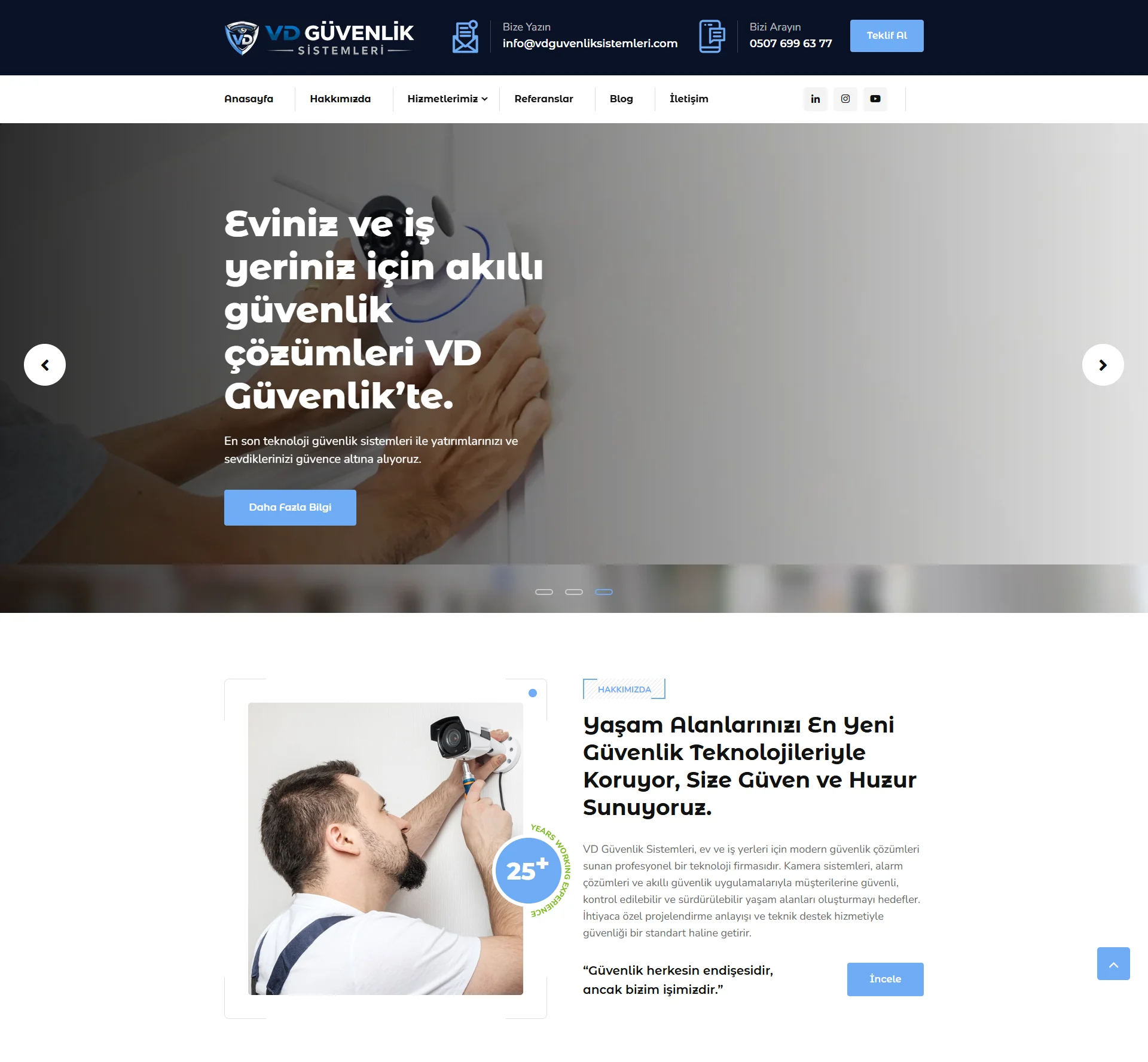 VD Güvenlik Sistemleri Web Sitesi Projesi