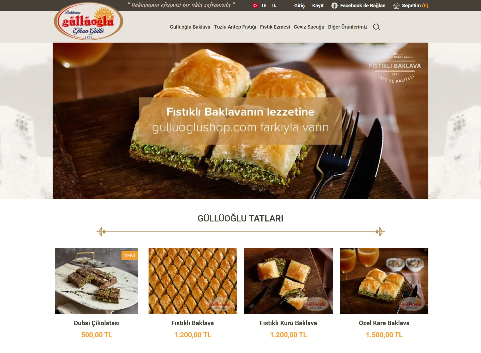 Güllüoğlu Baklava E-Ticaret Projesi