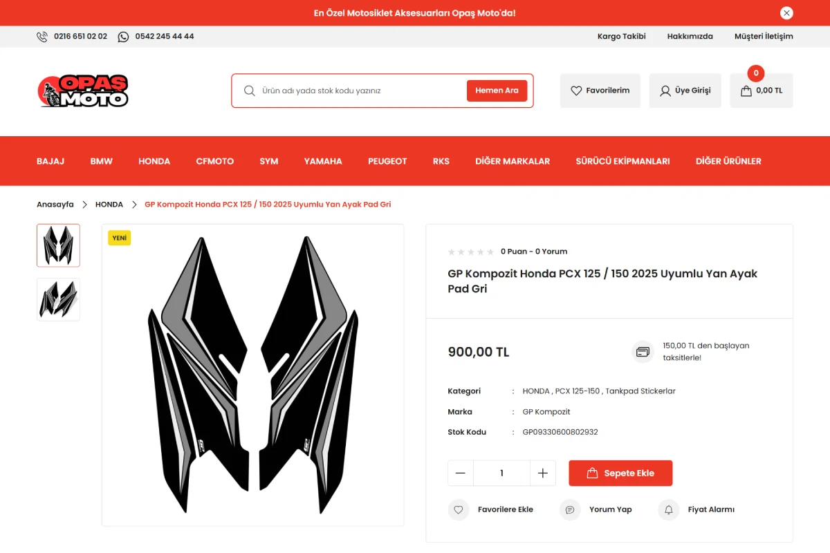 Opaş Moto E-Ticaret Projesi