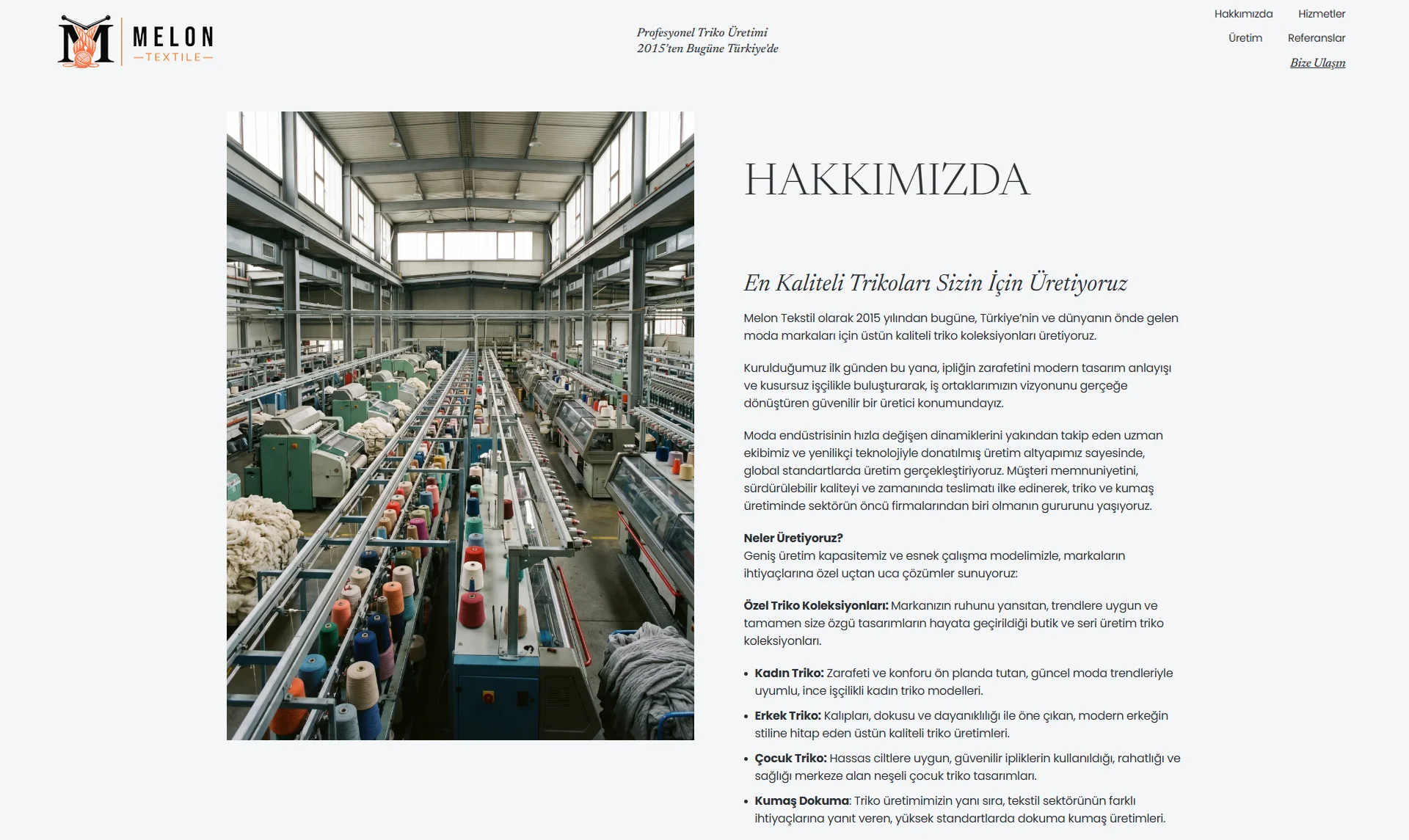 Melon Tekstil Web Sitesi Projesi