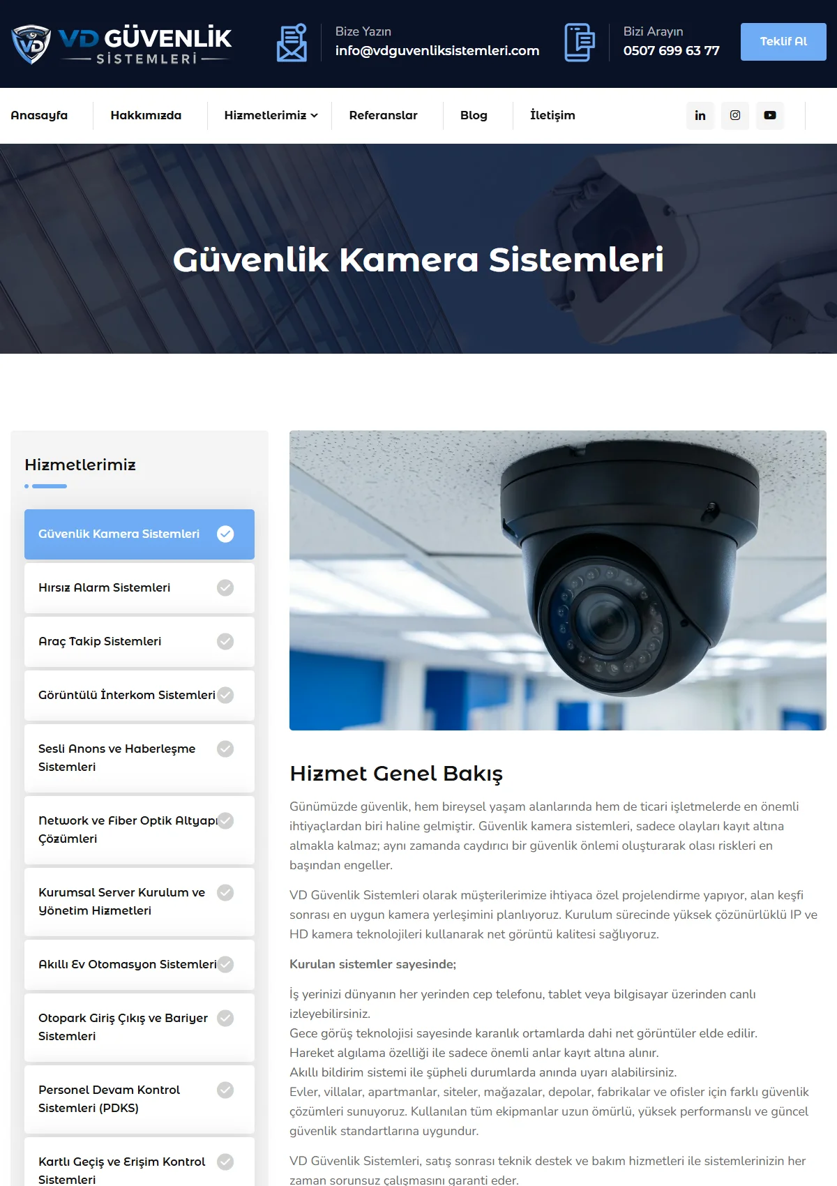 VD Güvenlik Sistemleri Web Sitesi Projesi