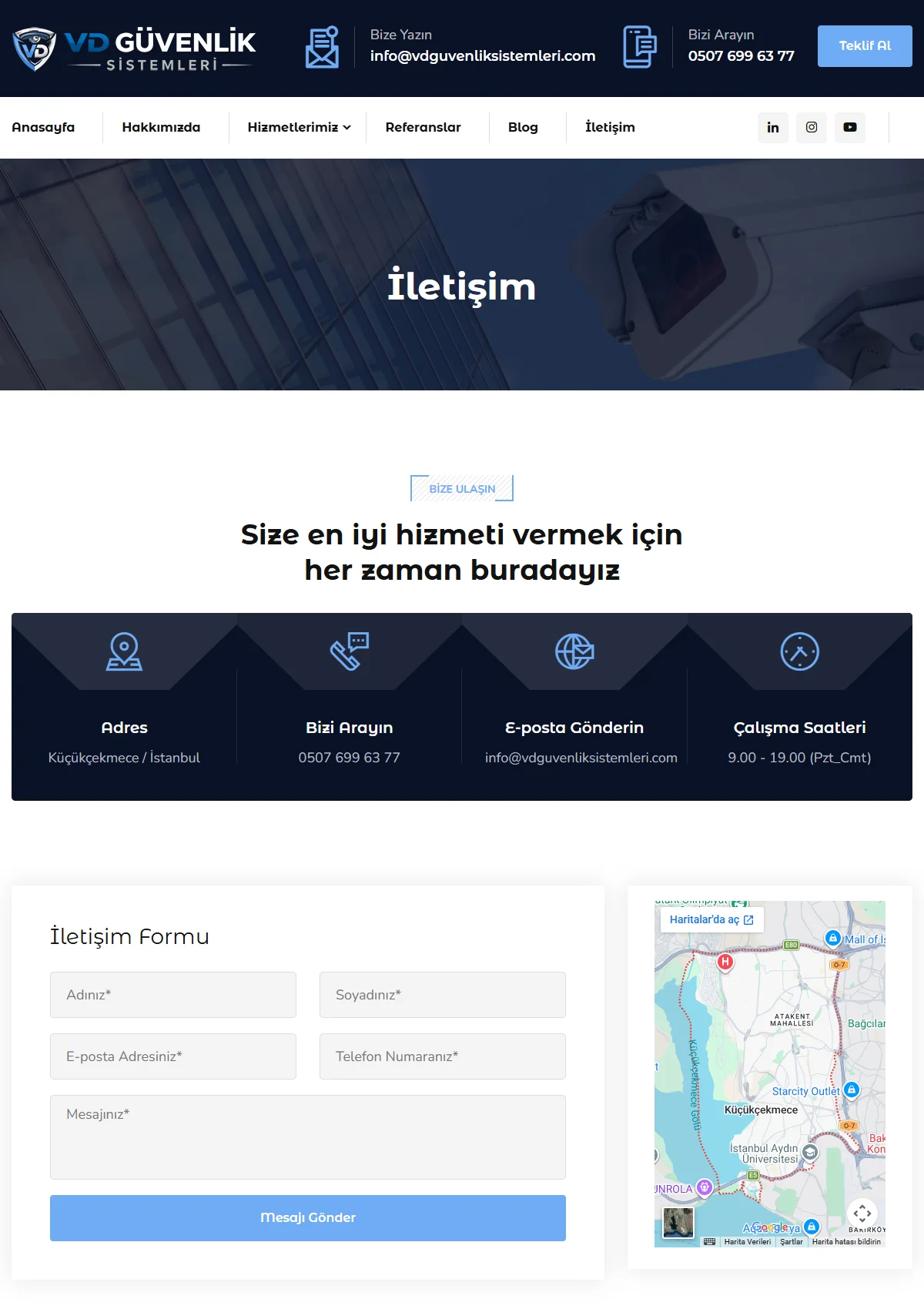 VD Güvenlik Sistemleri Web Sitesi Projesi