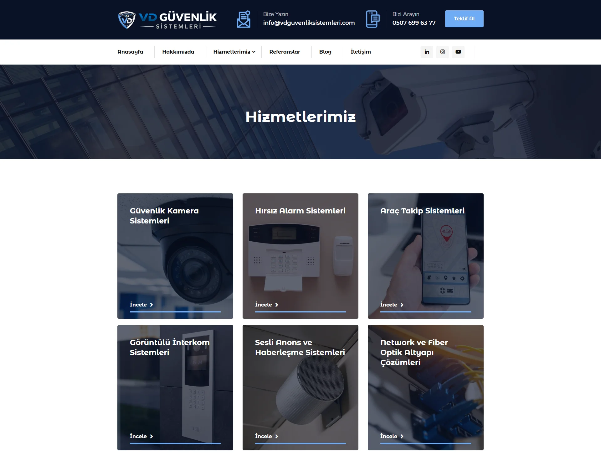 VD Güvenlik Sistemleri Web Sitesi Projesi