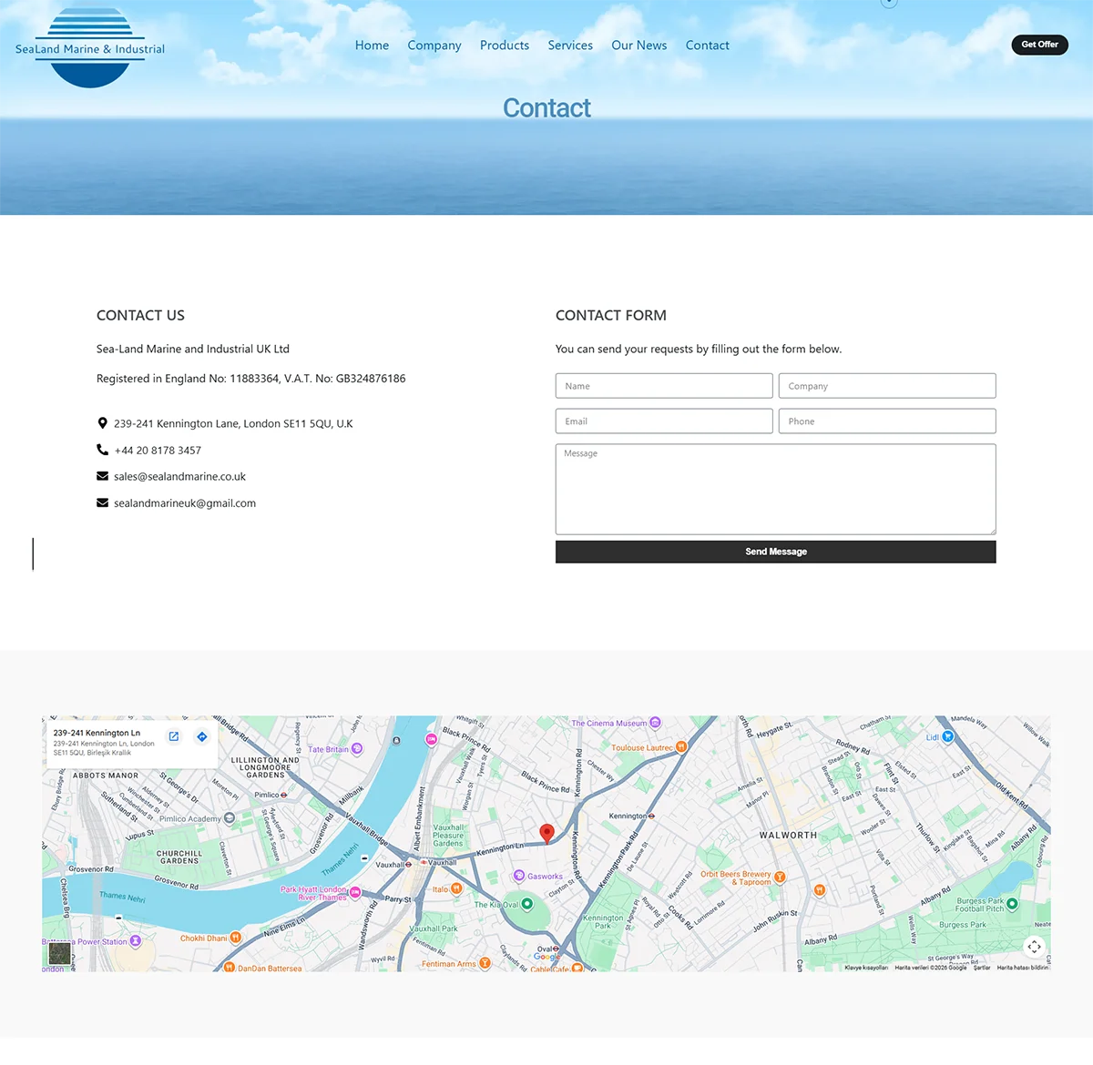 Sea Land Marine Web Sitesi Projesi